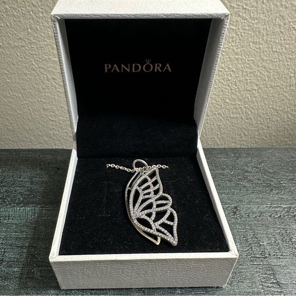 Pandora ‘New Beginning’ Silver Butterfly Necklace - Picture 3 of 3